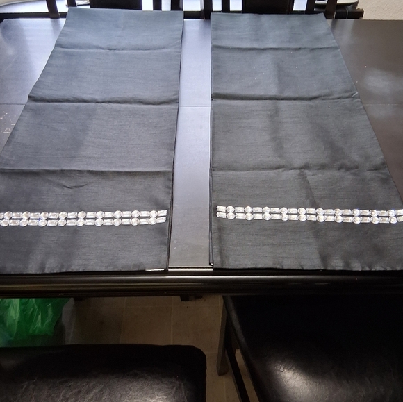 Set of Two Black Table Runners - Picture 3 of 5